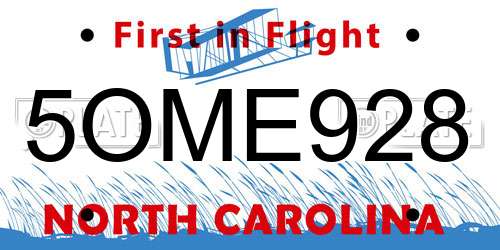 5OME928 North Carolina License Plate