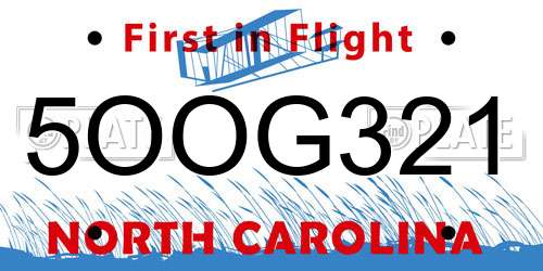 5OOG321 North Carolina License Plate