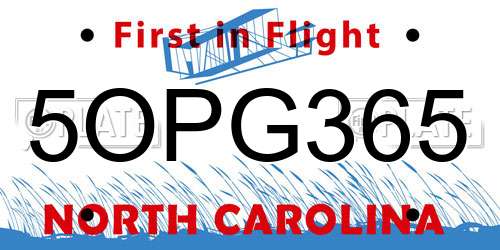 5OPG365 North Carolina License Plate