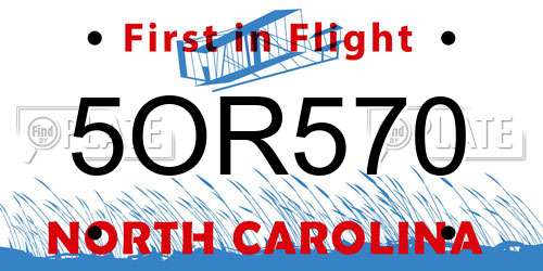 5OR570 North Carolina License Plate