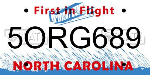 5ORG689 North Carolina License Plate