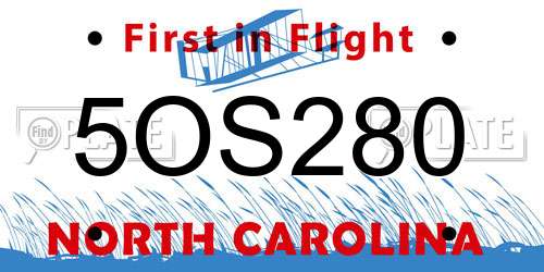 5OS280 North Carolina License Plate