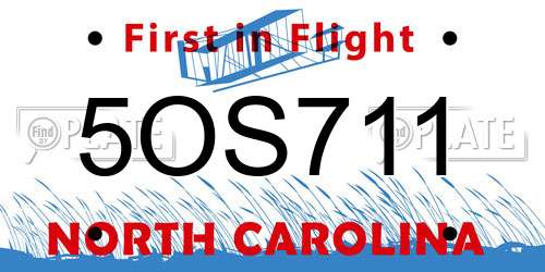 5OS711 North Carolina License Plate