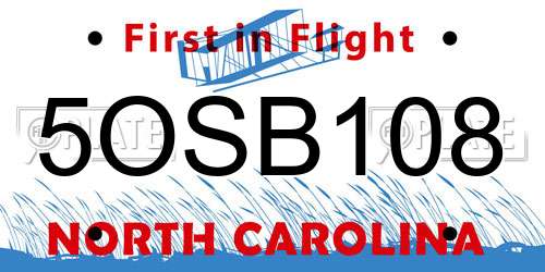 5OSB108 North Carolina License Plate