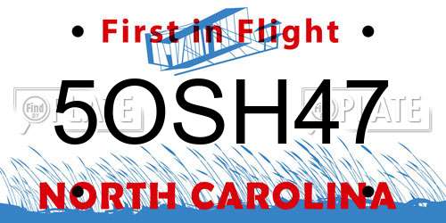 5OSH47 North Carolina License Plate
