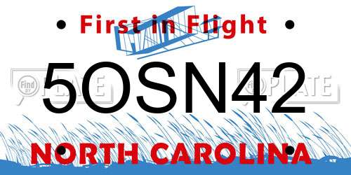 5OSN42 North Carolina License Plate