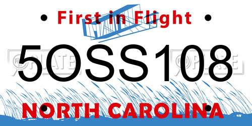 5OSS108 North Carolina License Plate