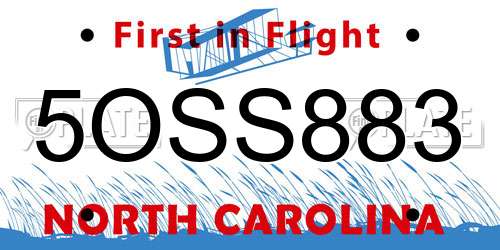 5OSS883 North Carolina License Plate