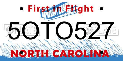 5OTO527 North Carolina License Plate