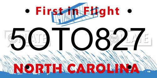 5OTO827 North Carolina License Plate