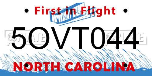 5OVT044 North Carolina License Plate