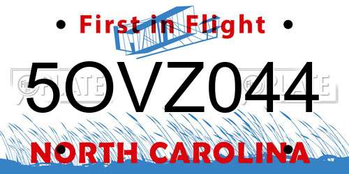 5OVZ044 North Carolina License Plate