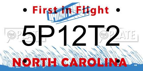 5P12T2 North Carolina License Plate