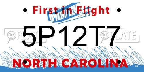 5P12T7 North Carolina License Plate