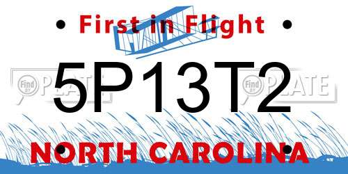 5P13T2 North Carolina License Plate