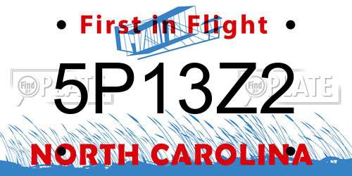 5P13Z2 North Carolina License Plate