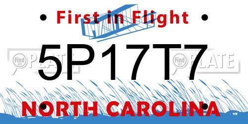 5P17T7 North Carolina License Plate