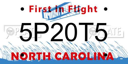 5P20T5 North Carolina License Plate
