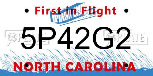 5P42G2 North Carolina License Plate