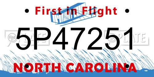 5P47251 North Carolina License Plate