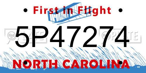 5P47274 North Carolina License Plate