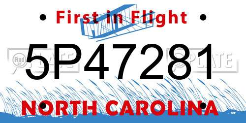 5P47281 North Carolina License Plate