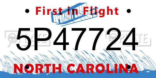 5P47724 North Carolina License Plate