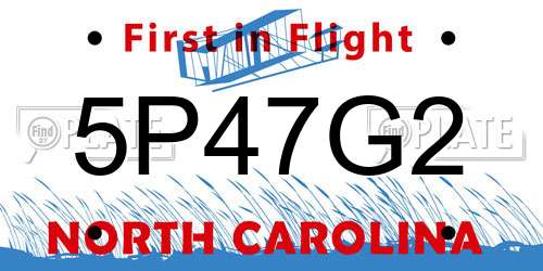 5P47G2 North Carolina License Plate