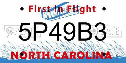 5P49B3 North Carolina License Plate