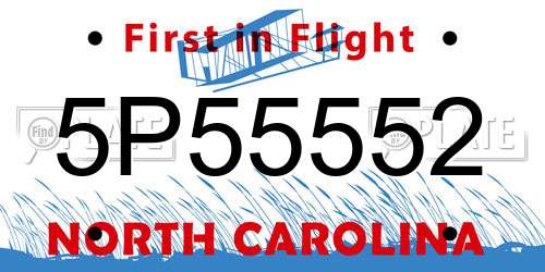 5P55552 North Carolina License Plate
