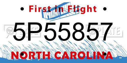 5P55857 North Carolina License Plate