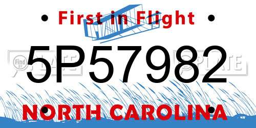 5P57982 North Carolina License Plate