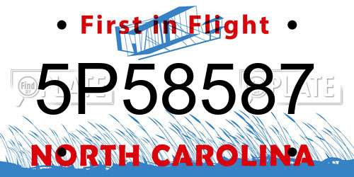 5P58587 North Carolina License Plate