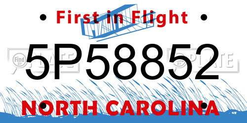 5P58852 North Carolina License Plate