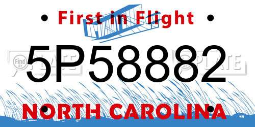 5P58882 North Carolina License Plate