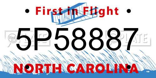 5P58887 North Carolina License Plate