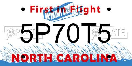 5P70T5 North Carolina License Plate