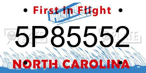 5P85552 North Carolina License Plate