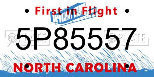5P85557 North Carolina License Plate