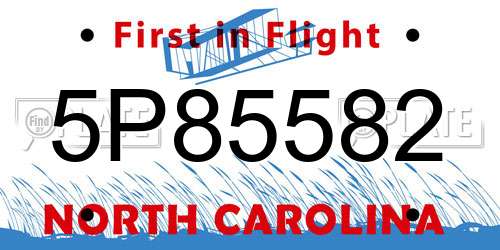 5P85582 North Carolina License Plate