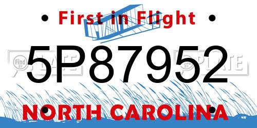 5P87952 North Carolina License Plate