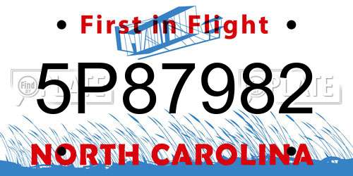 5P87982 North Carolina License Plate