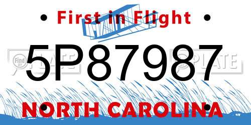 5P87987 North Carolina License Plate