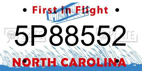 5P88552 North Carolina License Plate