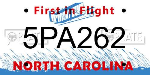5PA262 North Carolina License Plate