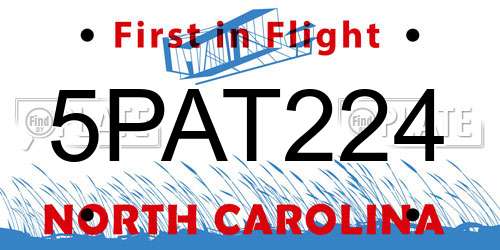 5PAT224 North Carolina License Plate