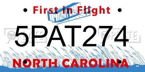 5PAT274 North Carolina License Plate