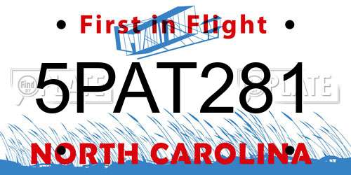 5PAT281 North Carolina License Plate
