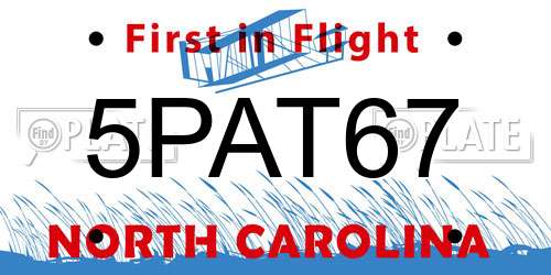 5PAT67 North Carolina License Plate
