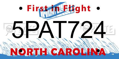 5PAT724 North Carolina License Plate